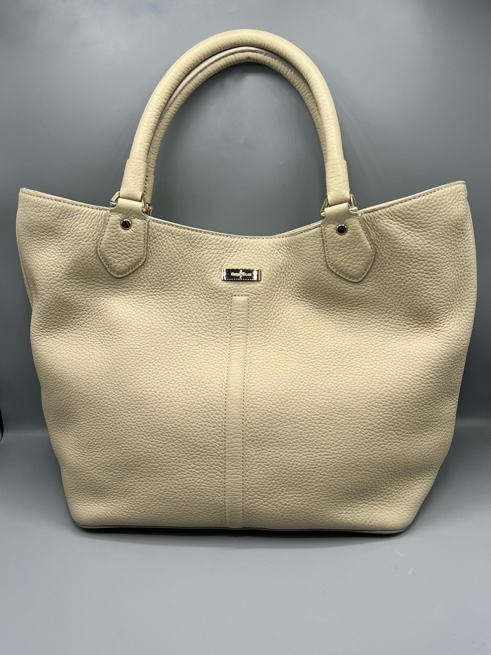 Cole Haan Ivory Cream Pebbled Leather Large Shoulder Tote Bag NWOT